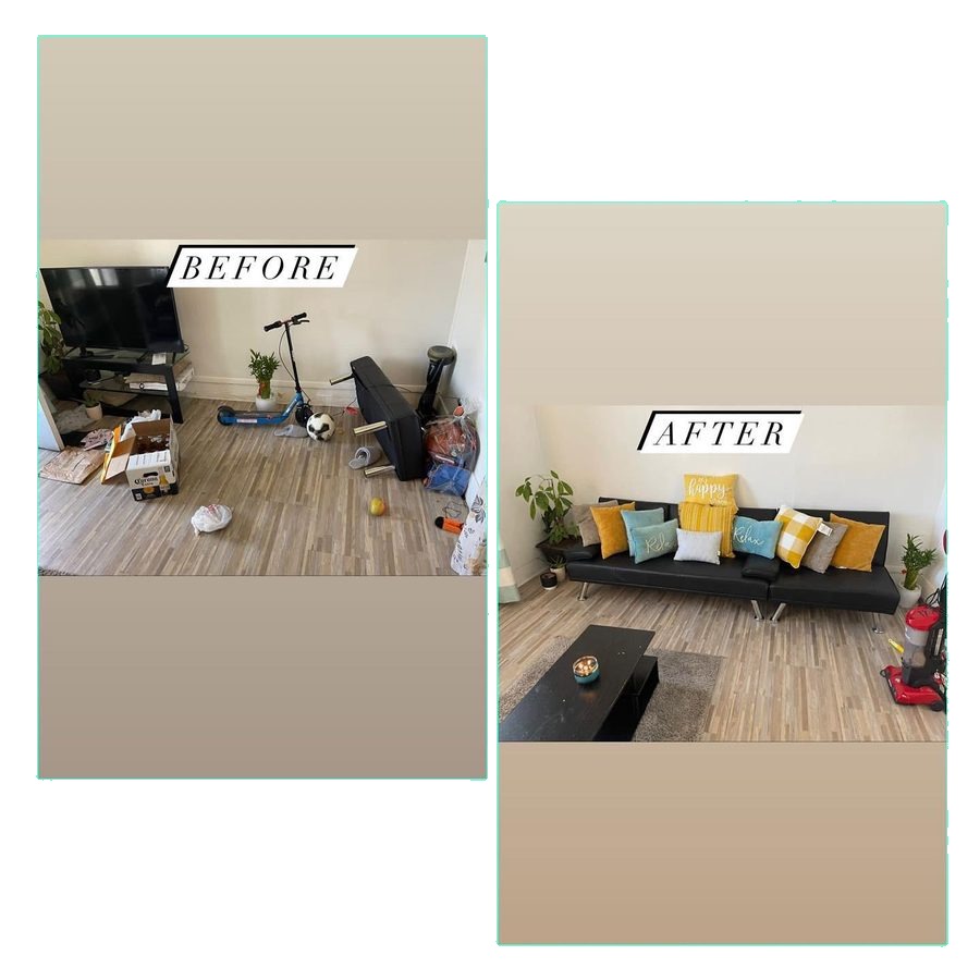 Living room house cleaning before and after - Hazleton PA